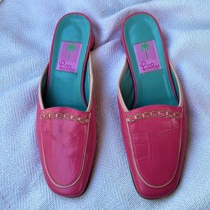 Lilly Pulitzer vintage pink leather flats/mini-heels size 7